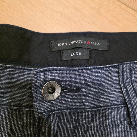 John Varvatos USA Luxe Bowery Slim Straight Striped Linen Cotton Pants 32R Blue - Picture 2 of 11